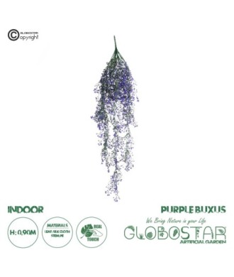 GloboStar® 09037 Τεχνητό Κρεμαστό Διακοσμητικό Φυτό Μήκους 1.2 μέτρων με 15 X Κλαδιά Φύλλωμα Ρούστικ Πράσινο Μωβ